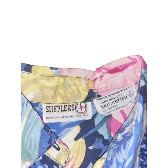 Sheplers Button Down Shirt Women Sz L Vintage Rn 34216 Western Floral - Picture 6 of 6